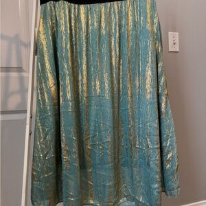 NWT LuLaRoe A-Line Skirt in Teal and Gold
